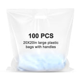 Maitys 100 Pcs 20x20 Clear Plastic Bags with Handles Large Merchandise Shopping Bags for Small Business, Retail, Boutique Stores