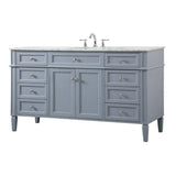 Elegant Decor Park Avenue 60 Metal Mdf Marble Single Bathroom Vanity In Gray
