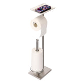 Sfemn Toilet Paper Holder with Tray at The Top, Heavy-Weighted Stainless Steel Base No Wobbly, Freestanding Toilet Paper Rolls S
