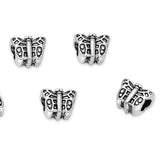 20pcs Butterfly Symbol of Transformation Large Hole Beads (4.5mm Hole) Antique Silver