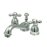 Kingston Brass Ks3951Ax Restoration Mini Widespread Lavatory Faucet With Metal Cross Handle, Polished Chrome