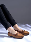 Shoetopia Upper Suede Detailed Tan Loafers For Women & Girls /Eu40,Bronze,7,B0DWFSRCGV