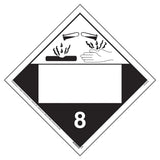 Class 8 Corrosive Placard, Blank 25-pk. - 10.75 x 10.75 Removable Self Adhesive Vinyl for Temporary Applications, DOT Hazmat Com