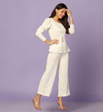 Leriya Fashion Ethnic Co Ord Set | Co Ord Set for Women | Night Dress for Women | Night Wear for Women | Payjama Set for Women | Women Two-Piece Outfits | Coord Sets (Medium White),White