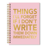 Vgrti Things I'll Forget If I Don't Write Them Down Immediately Pink Spiral Notebook, Funny Sarcastic Work Notebook for Adults,