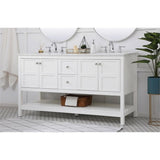 Elegant Decor Theo 60 Steel And Solid Wood Single Bathroom Vanity In White