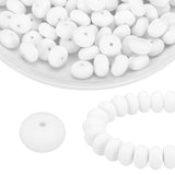 HARFINGTON 110Pcs Silicone Beads 14mm Lentil Rubber Focal Beads Bulk for Pens Keychain Bracelet Necklace DIY Crafts Making, Whit