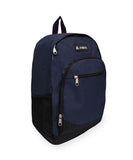 Everest Casual Backpack with Side Mesh Pocket, Navy/Black, One Size