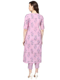 Gosriki Women'S Cotton Straight Printed Kurta With Pant (Pink S),Pink,,B08XMHNW3Z