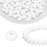 HARFINGTON 100Pcs Silicone Beads 12mm Lentil Rubber Focal Beads Bulk for Pens Keychain Bracelet Necklace DIY Crafts Making, Whit