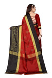 Greciilooks Womens Cotton Silk Ready Pleated Saree Saree For Women (Dark Maroon)