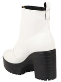 Shoetopia Womens White Solid Zipper Block Heeled Boots,White,6,B09M9RX97G