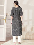 Pinkmint Kurta Set For Women Cotton Printed Straight Kurta With Pant (Pack Of 1) Multicolor5 S