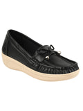 Shoetopia Upper Bow Detailed Black Slip-On Loafers For Women & Girls,Black,3,B0BYPCZW31