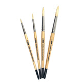 ZEM BRUSH Interlocked White Hog Bristle Artist Brush Set Rounds 2,4,6,8