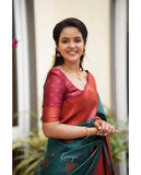 Flosive Womens Present Banarasi Soft Lichi Silk Saree Beautiful Jacquard Rich Pallu Design Work Zari Woven Kanjivaram Silk Style Saree With Soft Lichi Silk Blouse Piece Ayn Ritch (Green)