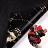 Zarwani 10 Sheets Korean Style Waterproof Black Bouquet Wrapping Paper (58cm x 58cm, 60 Microns) | Marble Design, Giftwrap for