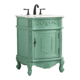 Elegant Decor Berkshire 24 Solid Wood And Mdf Single Bathroom Vanity In Mint