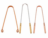 Varneya Oral Care Tongue Cleaner Set Pack Of 3 | Pure Copper & Stainless Steel Tongue Scrapers | Daily Tongue Cleaning Tool