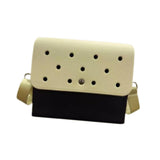 Merishopp Beach Holes Bag Versatile Simple Crossbody Handbag For Dating Party Holidays Black Beige