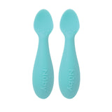 Nuby Silicone Mini Spoons - (2-Pack) Baby-Led Weaning Spoons for Babies - 4+ Months - Aqua