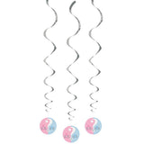 Unique, Gender Reveal Hanging Decorations, 26 Inches, Party Supplies Pack of 3