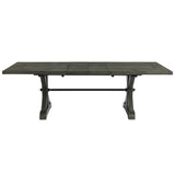 Sunset Trading Trestle 96 Rectangular Extension Pedestal Distressed Gray Wood Dining Table, Three Size Grey