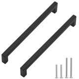 Redunest Cabinet Pulls Matte Black Cabinet Handles Square Drawer Pulls, 2 Pack 10 Inch Stainless Steel Kitchen Door Cupboard Cab