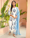 Gosriki Women'S Rayon Viscose Straight Printed Kurta With Pant & Dupatta (Dayita White-Gs_M_White_Medium),White,,B0F9X88RBJ