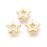 LiQunSweet 10 pcs Gloden Color Hollow Star Shaped Brass Beads Lovely Celestial Real 18K Gold Plated Spacer Beads for DIY Jewelry
