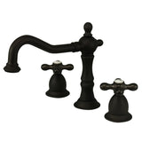 Kingston Brass Ks1975Ax Heritage Widespread Lavatory Faucet With Metal Cross Handle, Oil Rubbed Bronze,8-Inch Adjustable Center
