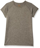 Enamor Athleisure Women's Raglan Sleeves Scoop Neck Slim Fit Quick Dry 4 Way Stretch Antimicrobial Active Tee with Reflective Graphic- E089(E089-Army Green Mel W/Matrix Ref-L),Armygreenmel/Matrix