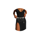 Waist Chain Belt Multilayer Gold Silver Sun Moon Chain Belt For Women Dress Body Belly Chain Metal Waist Chain, Free Size, Alloy