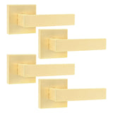 Leydebong 4 Pack Dummy Door Handles, Gold Single-Sided Door Handle - Push-Pull Non-Locking, Pull Only Lever Set for Cabinets, Cl