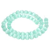 HARFINGTON 48pcs Pale Green Cat's Eye Stone Beads 8mm Round Smooth Gemstone Crystal Loose Bead for Jewelry Making Bracelets Neck