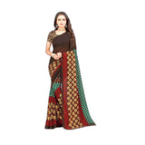 Leelavati Printed Bollywood Georgette Saree For Women With Unsticted Blouse Peice (Brown) (A__Lv 193)