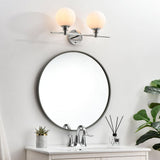 Living District Cordelia 2-Light Iron/Glass Bath Sconce In Brass/Frosted White
