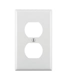 Leviton 80703W 1Gang Duplex Device Receptacle Wallplate, Standard Size, Thermoplastic Nylon, Device Mount, White, 1 Pack
