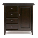 Simplihome Amherst Solid Wood 37 Inch Wide Transitional Medium Storage Cabinet In Hickory Brown For The Living Room, Entryway An