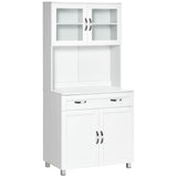 HOMCOM 67 Pantry Cabinet, Modern Kitchen Hutch, Freestanding Storage Cabinet with Glass Doors, Adjustable Shelves and Drawers, W