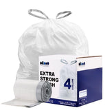 Plasticplace 4 Gallon Trash Bags 0.7 Mil Drawstring White Garbage Can Liners 17 x 16 (100 Count)