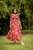 Gosriki Women'S Cotton Blend Anarkali Printed Long Kurta (Maulik Red-Gs_Xl_Red_X-Large),Red,,B0D73XSRMX