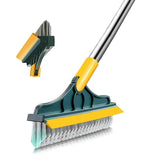 2 in 1 Floor Brush Scrubber with Long Handle Grout Brush 3 Poles 53.5'' New Upgrade Stiff Bristle Cleaning Scrub Brush with Sque