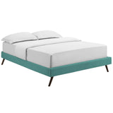 CasaFoyer Loryn Platform Bed | Solid Wood Frame | Polyester Upholstery | Tapered Legs | No Box Spring Needed | Teal