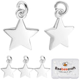 Beebeecraft 1 Box 20Pcs 925 Sterling Silver Plated Star Charms Metal Pentagram Five-Pointed Dangle Pendants Mini Stars Charms wi