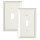 TREEWELL 2-Pack Single Toggle Light Switch Cover Plate, Durable Solid Zinc Alloy Decorative Switch Plate Covers, Light Almond 1