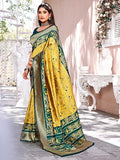 Greciilooks Womens Jacquard Cotton Silk Saree (Gl-S2367-Yellow)