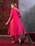 Anni Designer Women'S Cotton Blend Straight Printed Kurta With Pant & Dupatta (Ajapina Pink-Nw_L_Pink_Large),Pink,L,Cotton Blend,Regular,