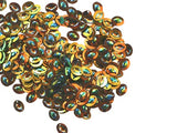 The Design Cart Green Golden Dual Colour 3D Oval Plastic Sequins, 100 Grams, 5 mm * 8 mm Sequins for Embroidery Work, Jewellery