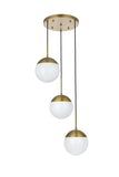 Living District Eclipse 3-Light Metal & Glass Pendant In Brass/Frosted White